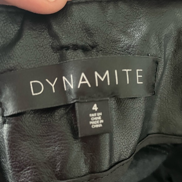 Loved, Dynamite Women’s Faux Black Leather Trousers with Belt Detail size 4 - Picture 4 of 9
